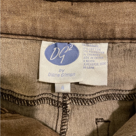 Diane Gilman DG2 Denim Jeans Colored Tan Jeans Leopard Cuff 5 Pocket - Picture 3 of 5